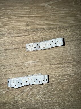 White Polka Dot Ribbon Hair Clips for Kids - Set of 2